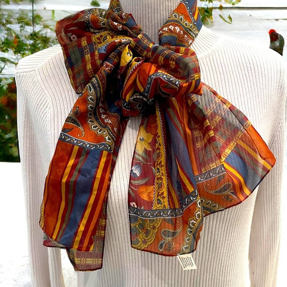 Vintage Accessories - Vintage Multicolor Patterned Scarf